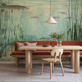 Lake Underwater Life with Pike, Light Mural Wallpaper - room preview 02