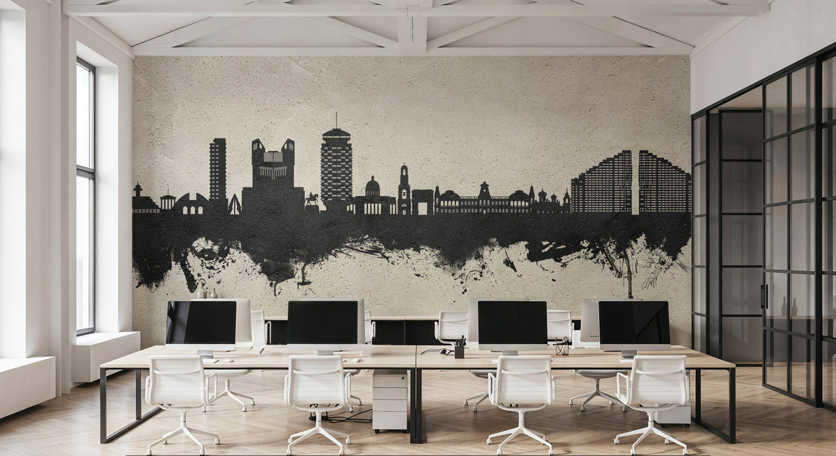 Chisinau Moldova Skyline Concrete Mural Wallpaper - room preview 02