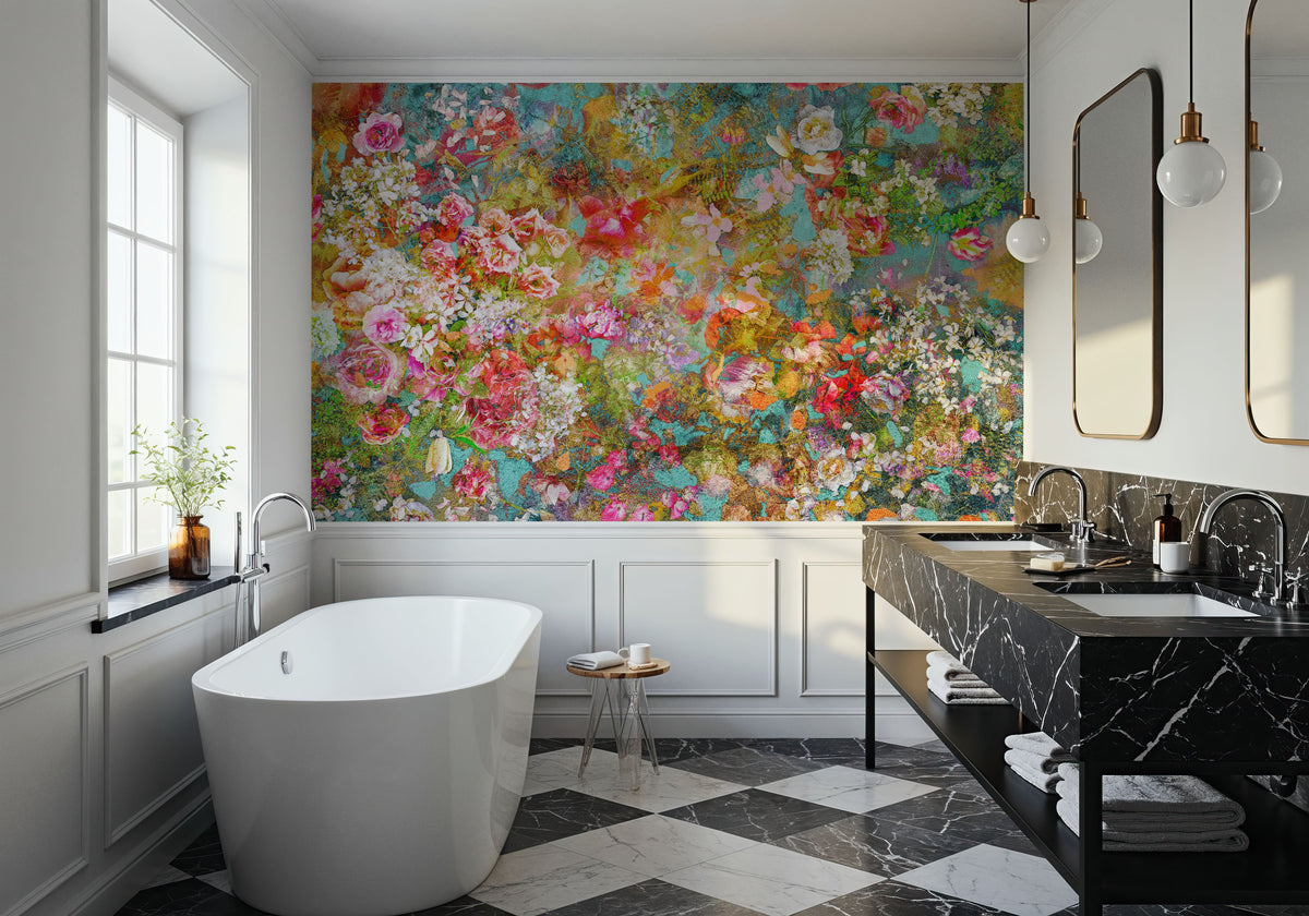 Pastel Floral Fresco Mural Wallpaper - room preview 02