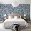 Jungle Leopards Violet & Mint Mural Wallpaper - room preview 02