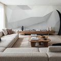 Concrete Shapes White Mural Wallpaper - room preview 02