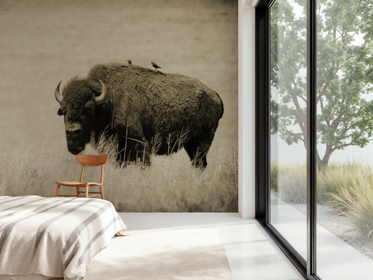 Tall Grass Bird Perch Mural Wallpaper - room preview 02