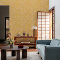 Kala Flowers White on Yellow Mural Wallpaper - room preview 02