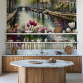 Watercolor Canal Scene Dutch Houses Mural Wallpaper - room preview 02
