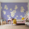 Birds Flying High, Periwinkle Mural Wallpaper - room preview 02