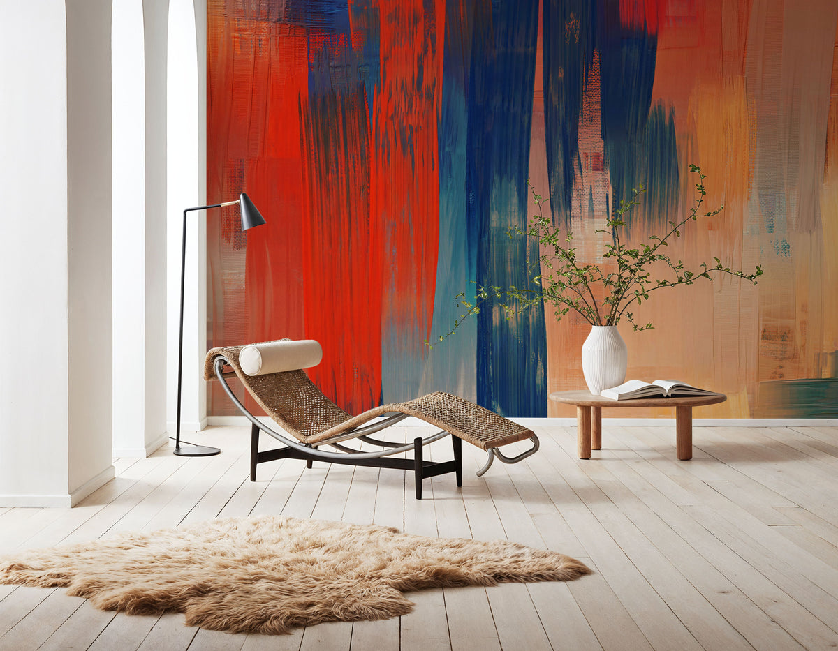 Abstract Study in Red Mural Wallpaper - room preview 02
