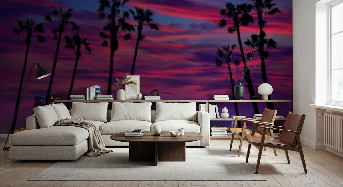Palm Trees Downtown Mural Wallpaper - room preview 02