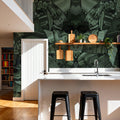 Malachite Vortex, Forest Green Mural Wallpaper - room preview 02