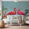 Shy Flamingos Mural Wallpaper - Neutral Tone - room preview 02