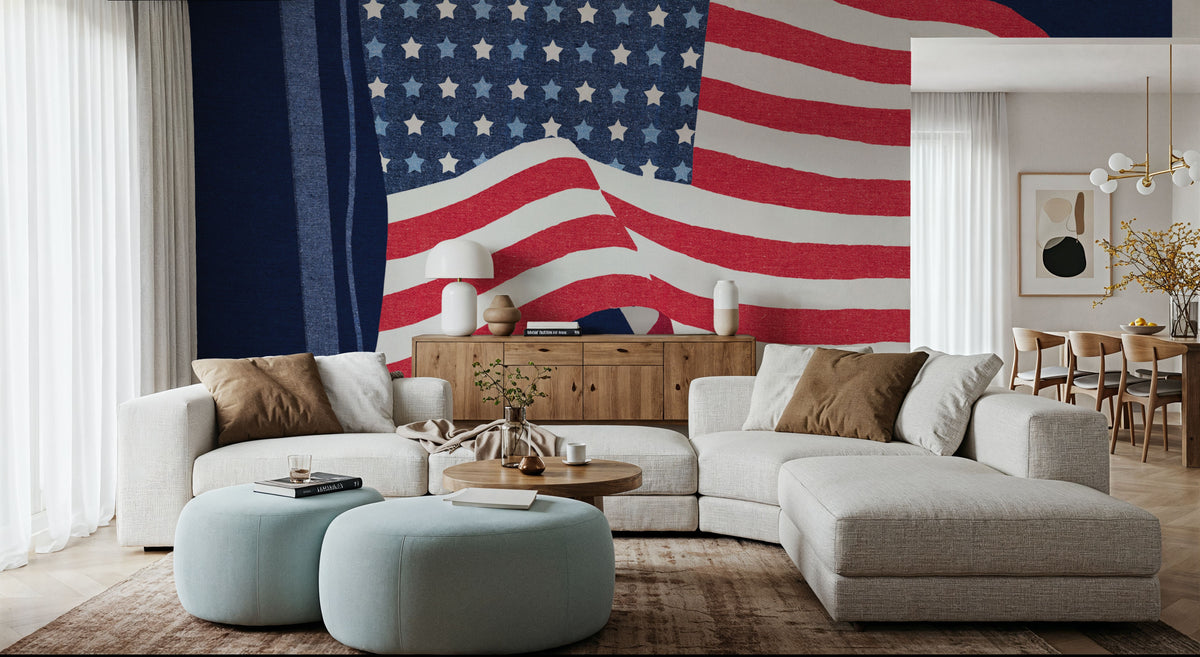 Stars and Stripes Bless America Mural Wallpaper - room preview 02
