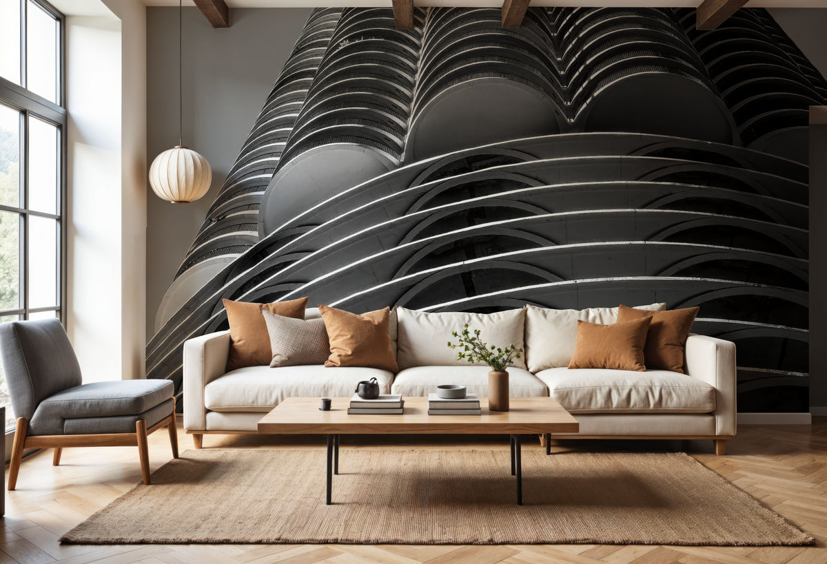 Chicago Skyline Marina City III BW Mural Wallpaper - room preview 02
