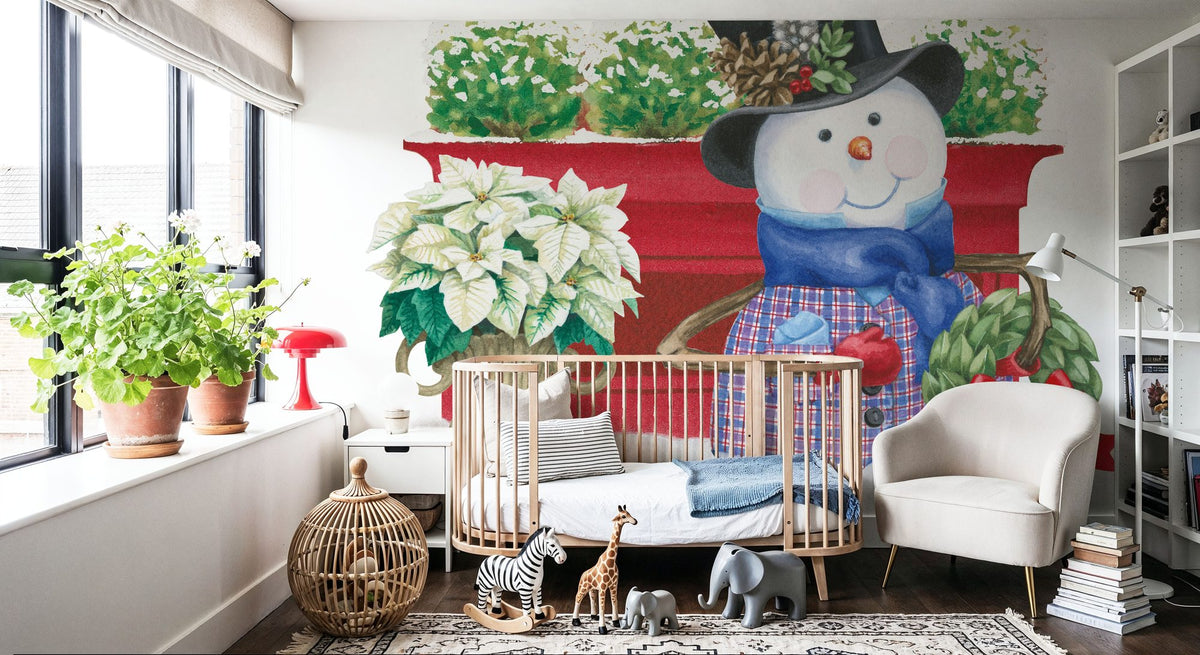 Main Street Christmas X Mural Wallpaper - room preview 02