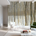 Woods in Winter Gold Mural Wallpaper - room preview 02