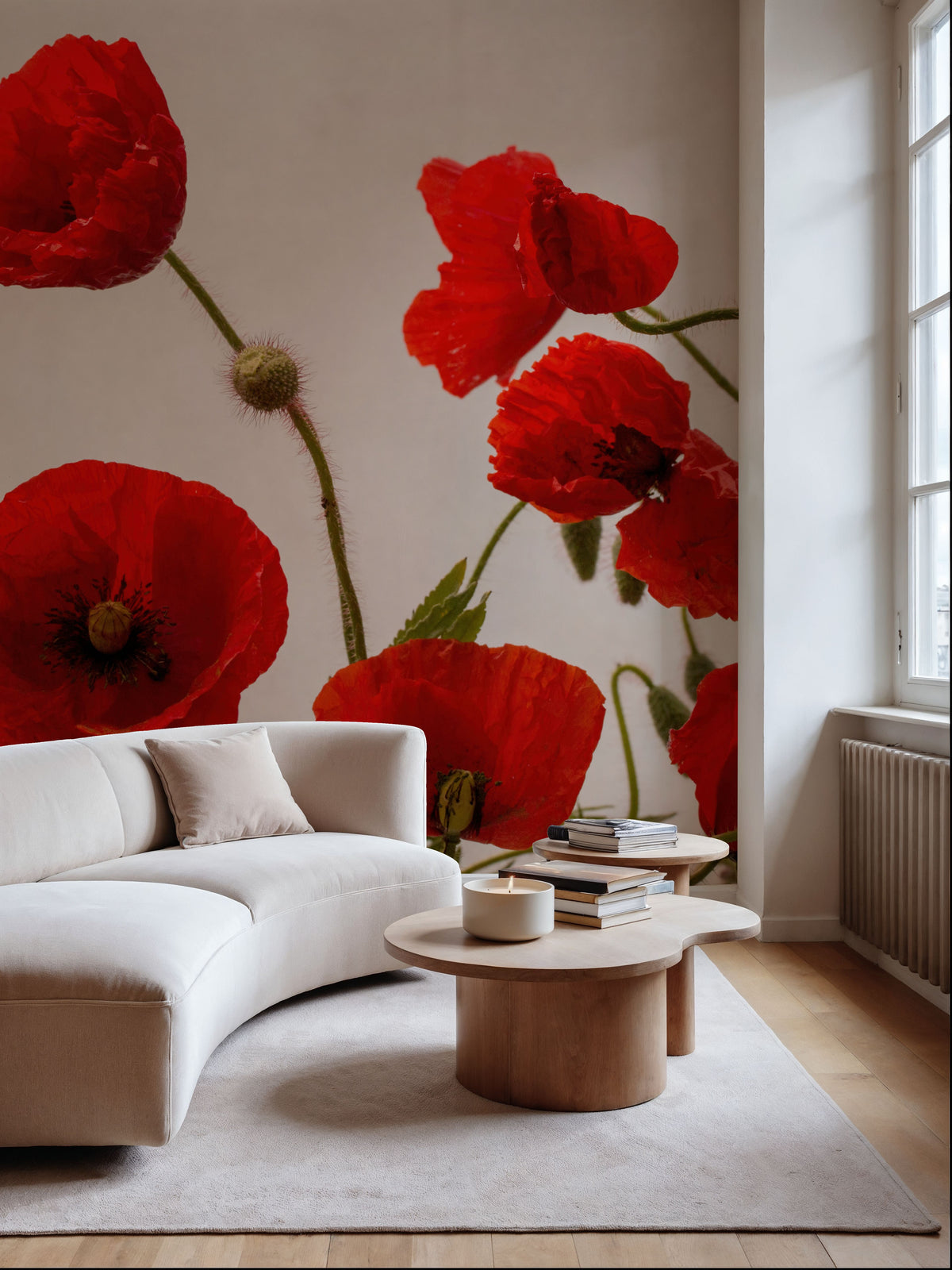 Red Poppy Mural Wallpaper - room preview 02