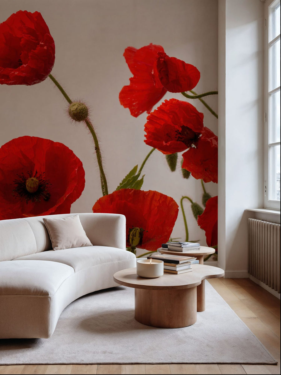 Mural-Tapete Roter Mohn