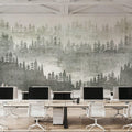 Mountainscape Silver Mural Wallpaper - room preview 02