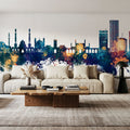Kabul Afghanistan Skyline Blue & Bronze Mural Wallpaper - room preview 02