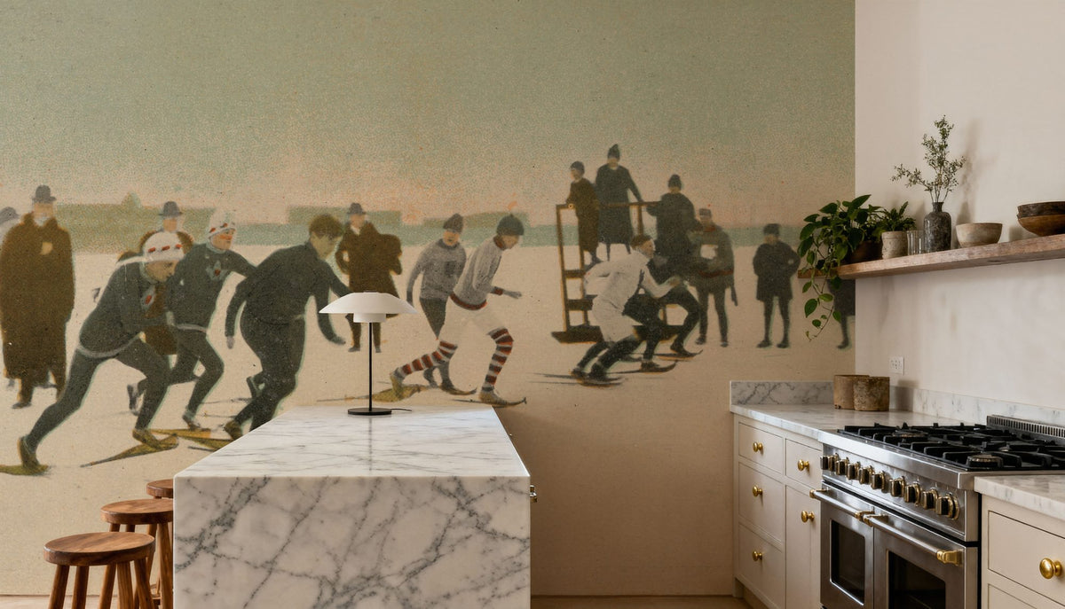 Snow Shoe Race Mural Wallpaper - room preview 02