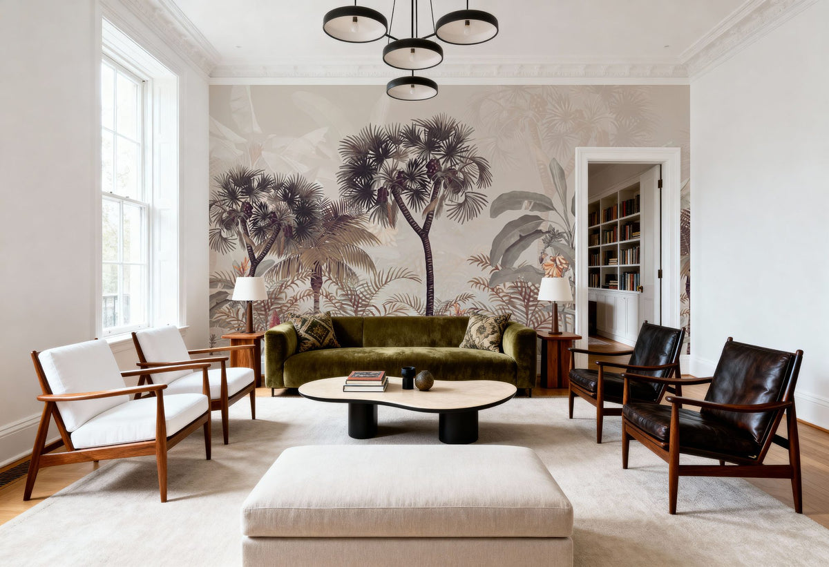 Tropical Forest Strolls Yellow Mural Wallpaper - room preview 02