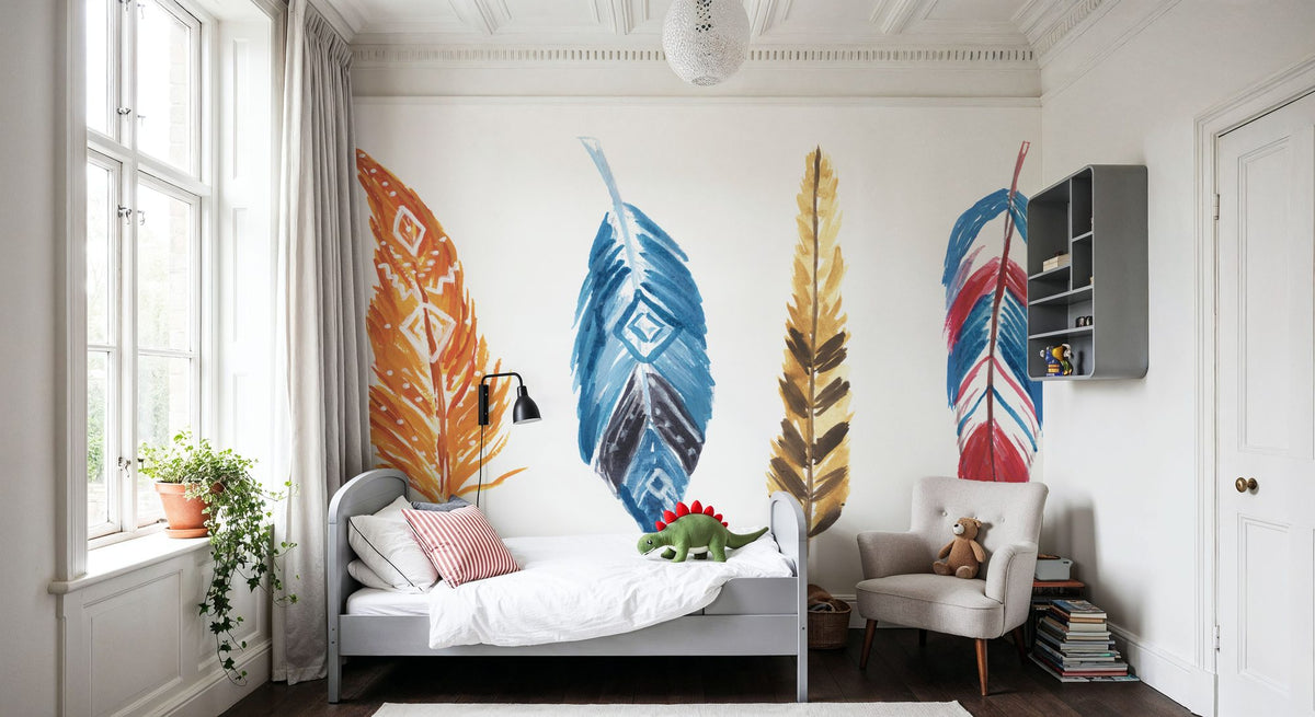 Rainbow Feathers II Mural Wallpaper - room preview 02