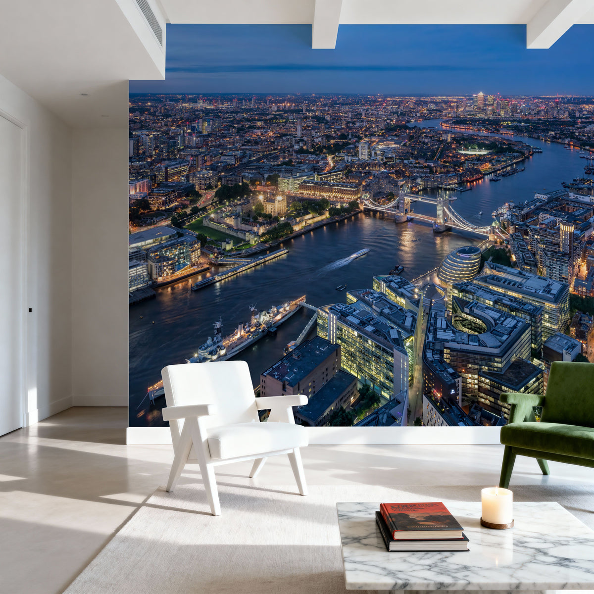 Tower Bridge Aerial Mural Wallpaper - room preview 02