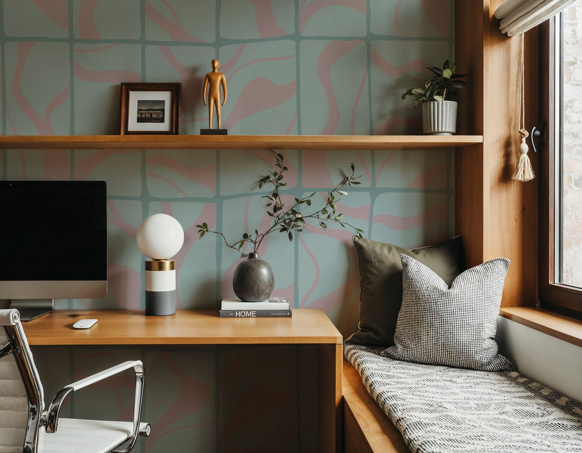 Linear Drift, Sky & Pink Mural Wallpaper - room preview 02