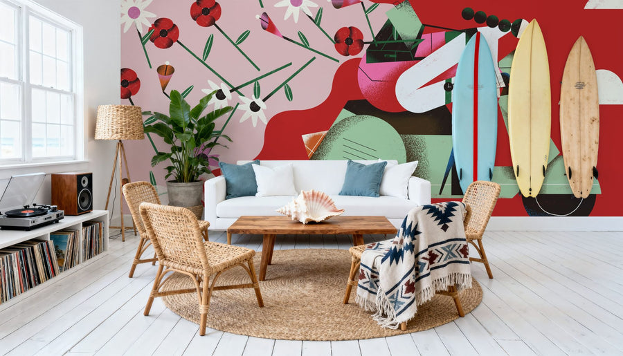 Floral Wallpaper Mural – Flower Wallpaper – Motorcycle Blossom