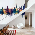 Lancaster England Skyline Blue & Bronze Mural Wallpaper - room preview 02