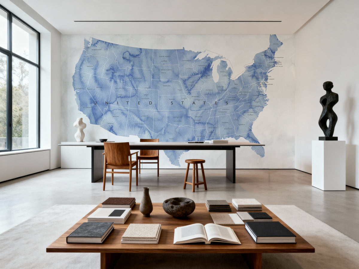 US State Map - Iria Wash Mural Wallpaper - room preview 02