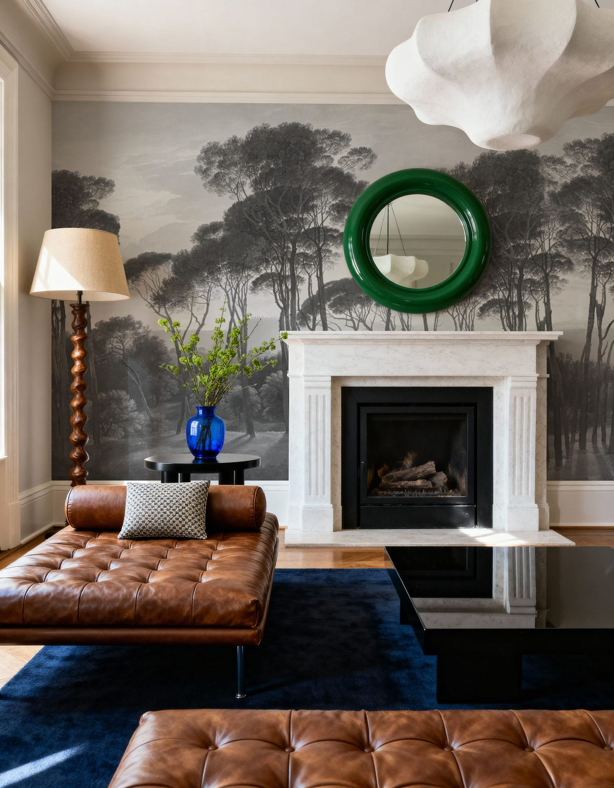 Mediterranean Pine Landscape, Gray Mural Wallpaper - room preview 02