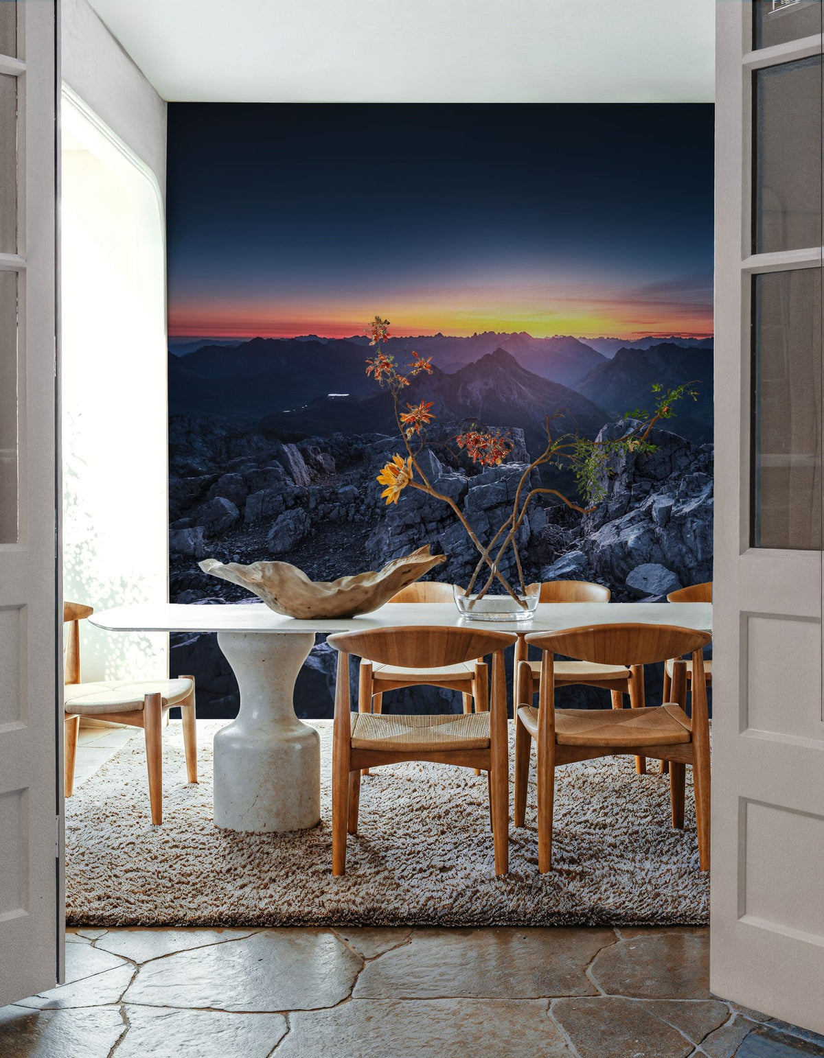 Mountanous Sunrise Mural Wallpaper - room preview 02