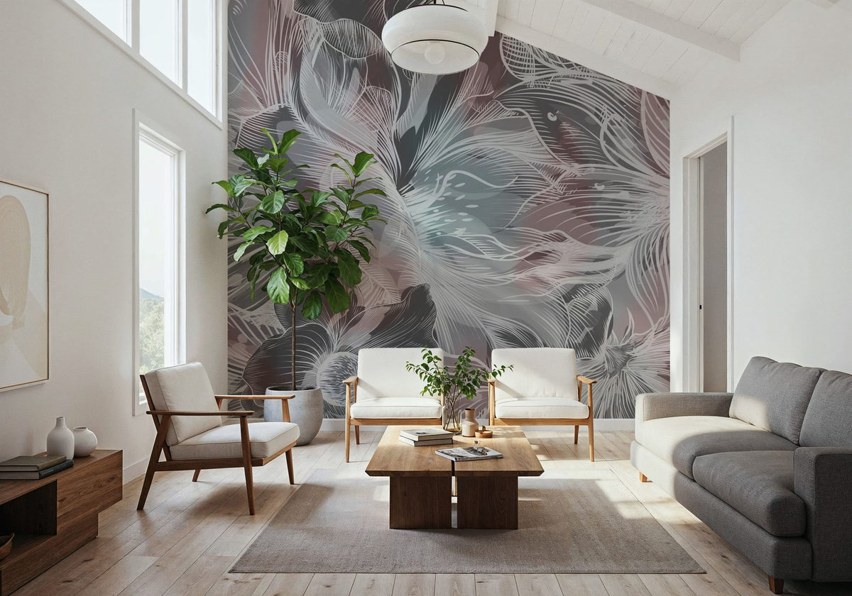 Seeing Through Leaves Red Mural Wallpaper - room preview 02
