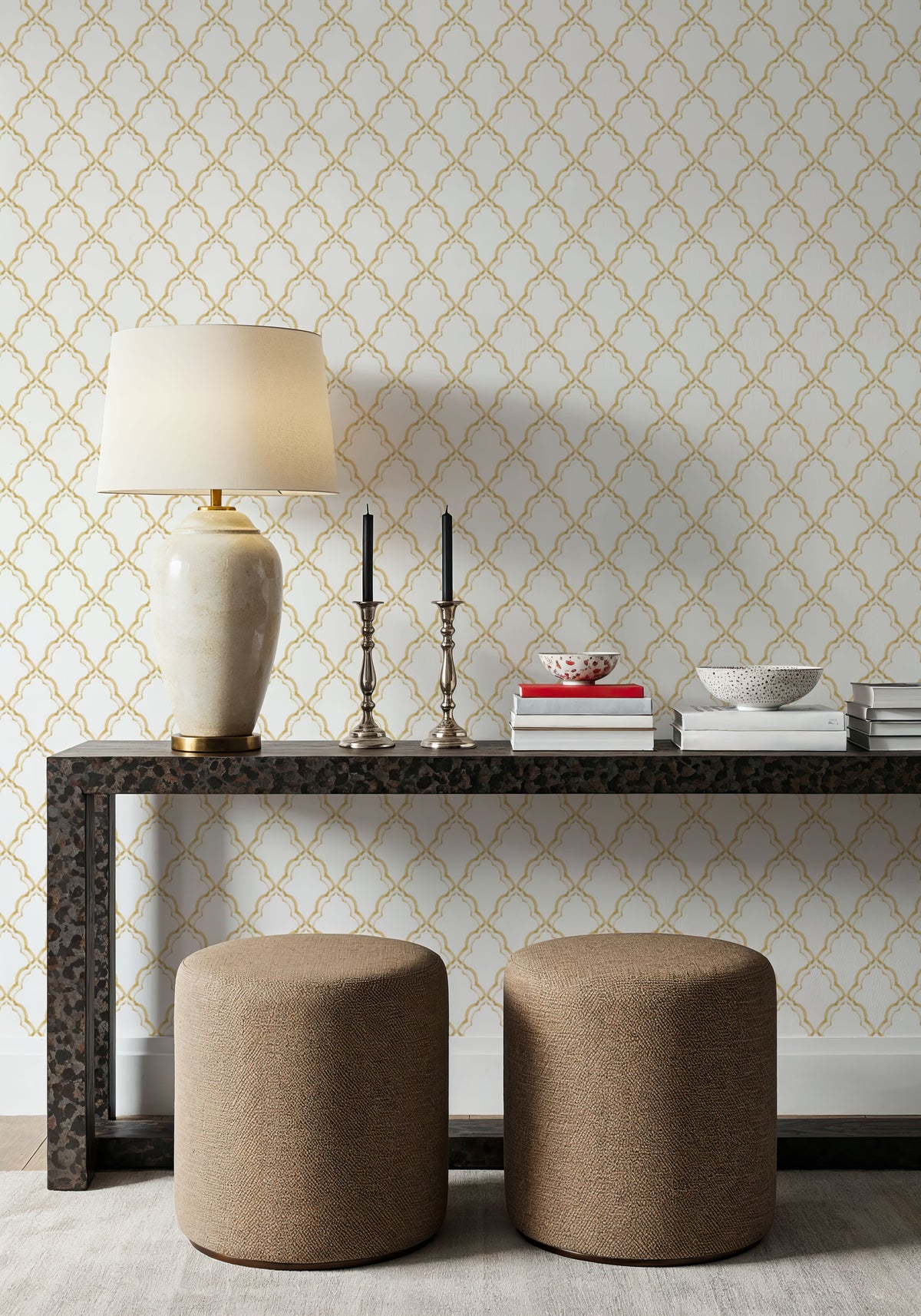 Medallion Trellis, Sunflower Mural Wallpaper - room preview 02