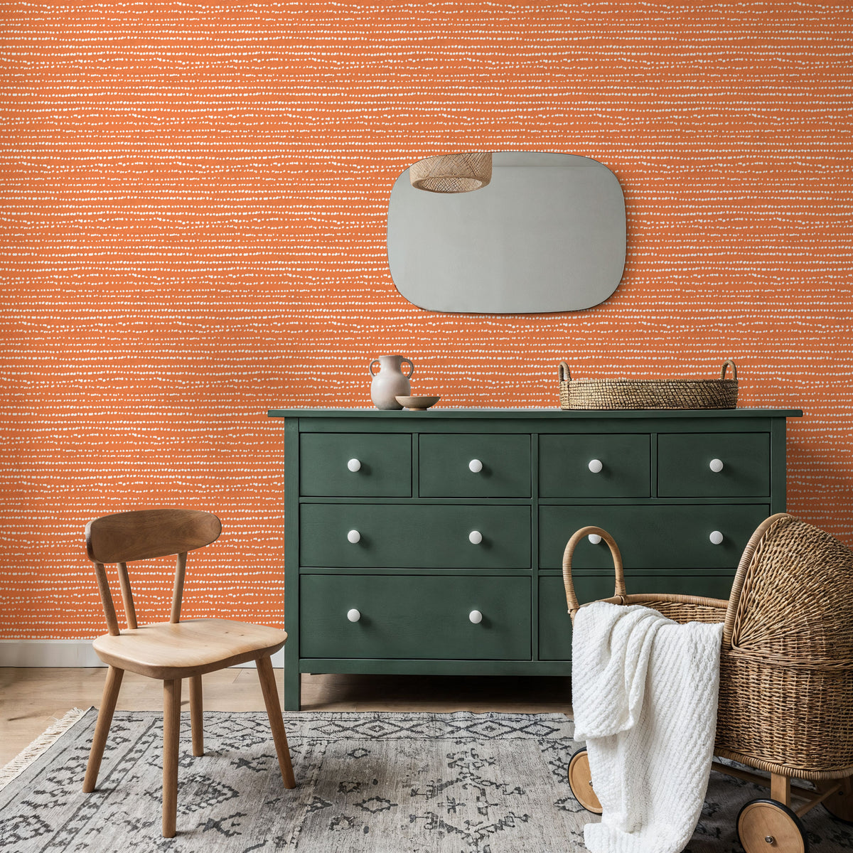 Follow the Dots Orange Mural Wallpaper - room preview 02