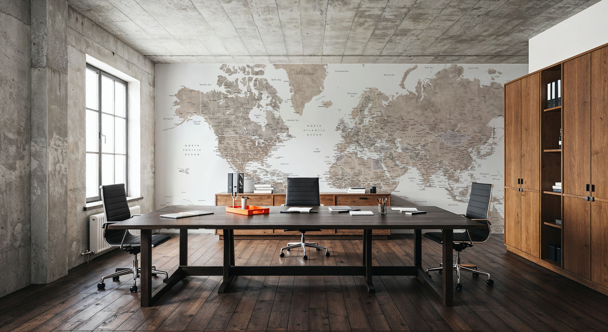 World Map Cities - Abey Mural Wallpaper - room preview 02