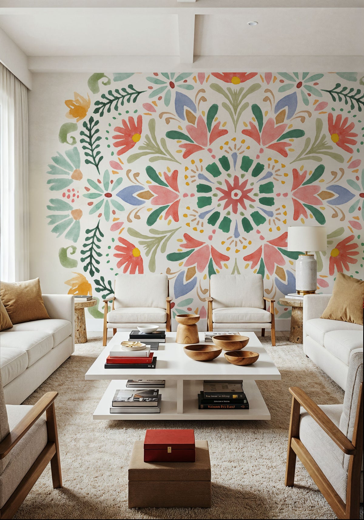Wild Blooms VII Mural Wallpaper - Light Tone - room preview 02