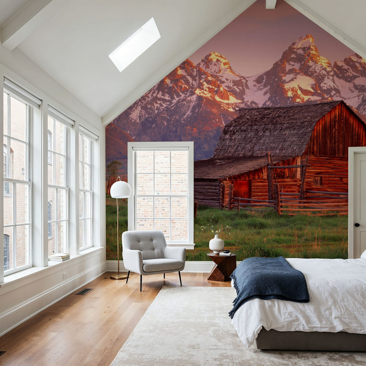 Mountain Homestead Red Mural Wallpaper - room preview 02