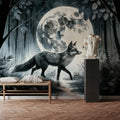 Moonlit Solitude in the Midnight Forest Mural Wallpaper - room preview 02