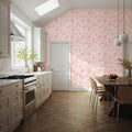Kala Flowers Red on White Mural Wallpaper - room preview 02