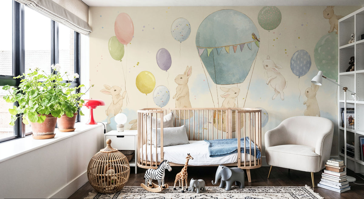 Rabbits & Balloons Mural Wallpaper - room preview 02