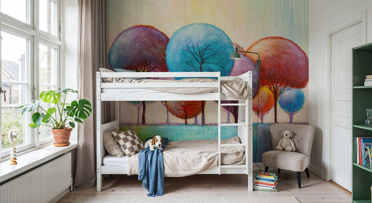 Whimsical Tree Grove Mural Wallpaper - room preview 02