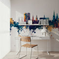 Dundee Scotland Skyline Blue & Bronze Mural Wallpaper - room preview 02