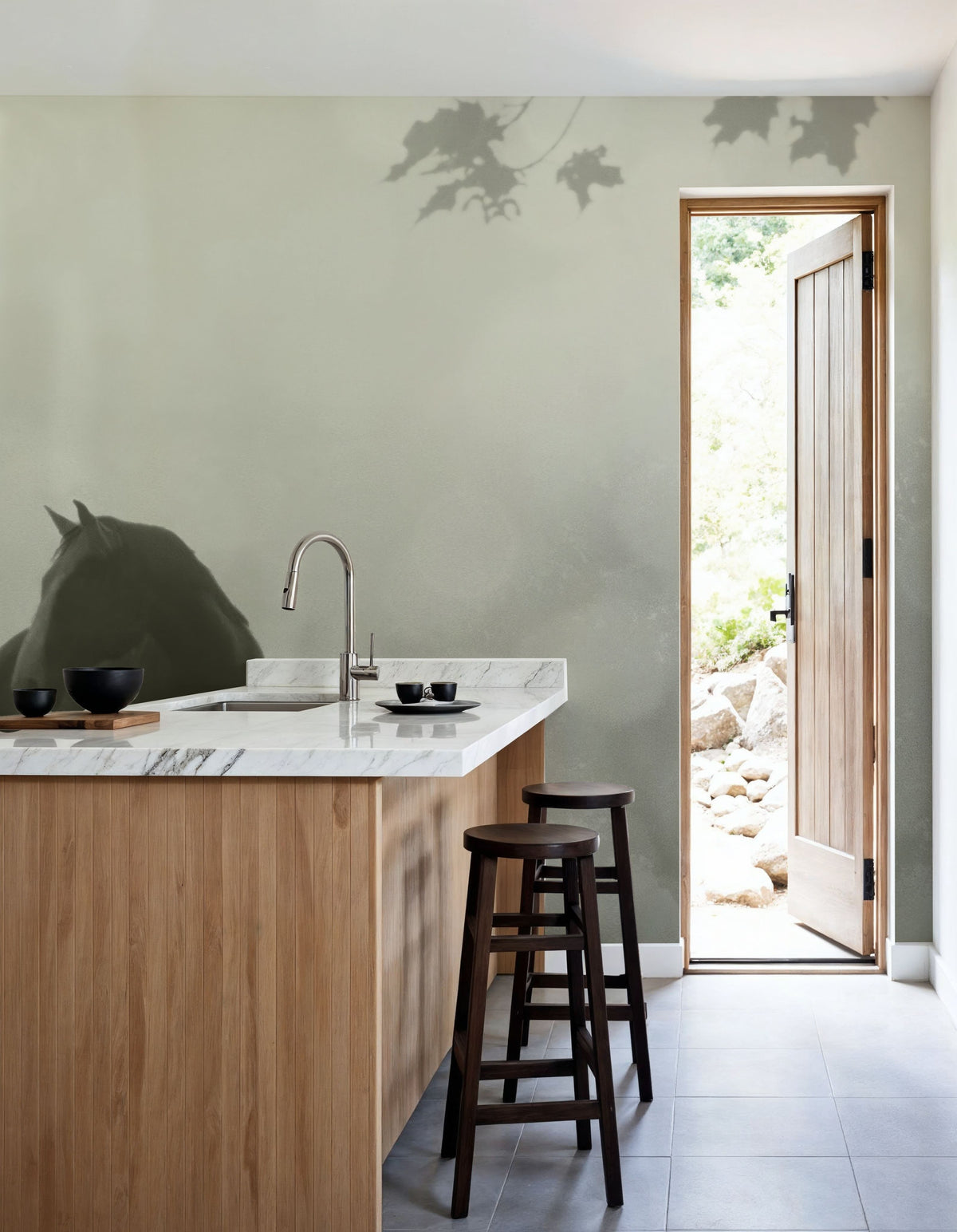 Morning Meadow Horses III Mural Wallpaper - room preview 02