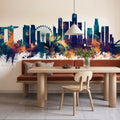 Singapore Skyline Blue & Bronze Mural Wallpaper - room preview 02
