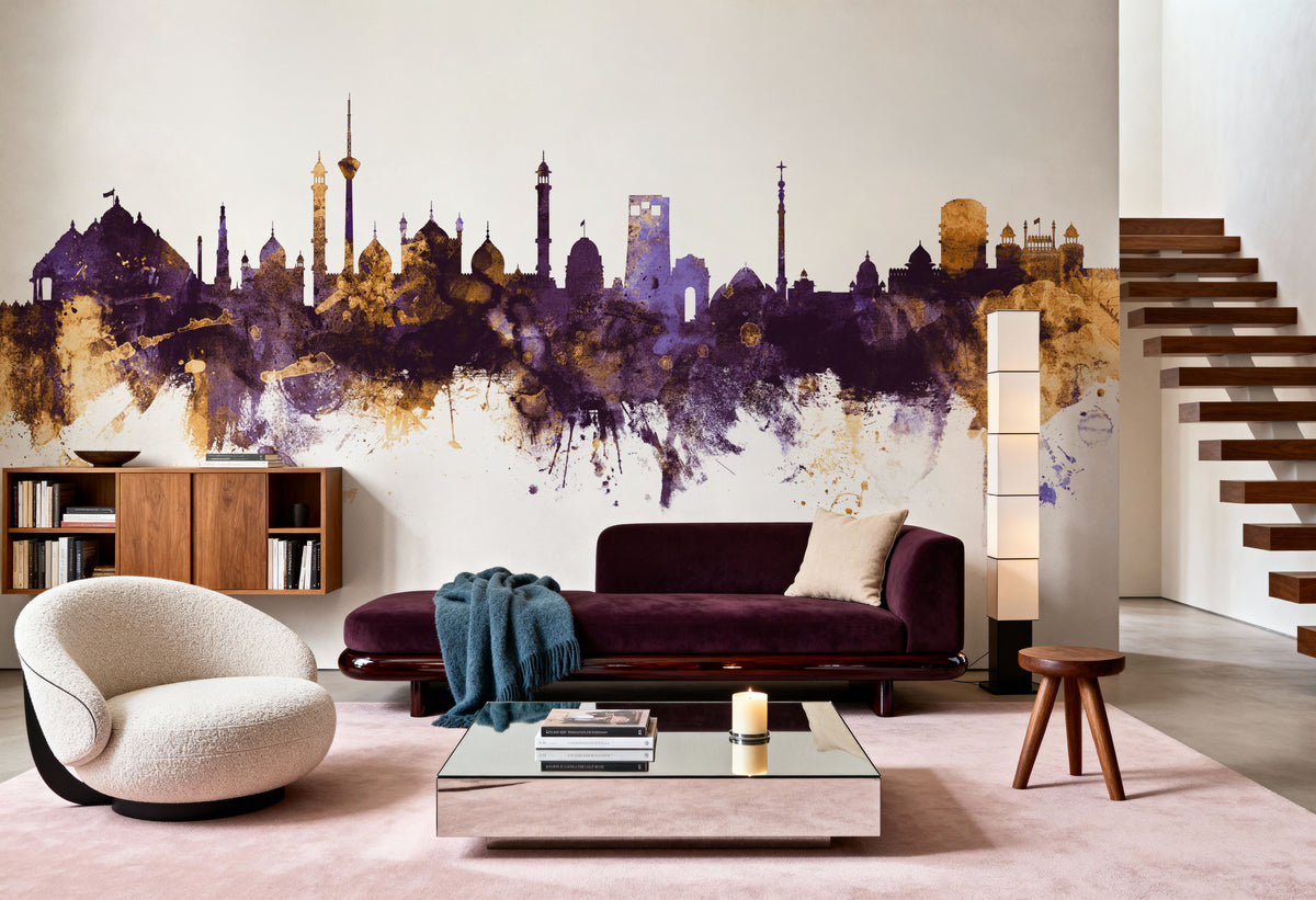 New Delhi India Skyline Mural Wallpaper - room preview 02