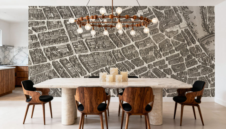 World Map Wallpaper Mural – Map Wall Mural – 18th Century Streets of Paris