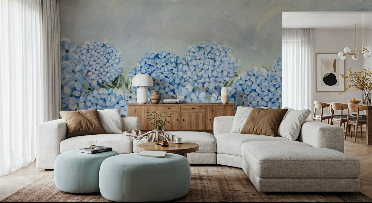 Hydrangea Meadow II Mural Wallpaper - room preview 02