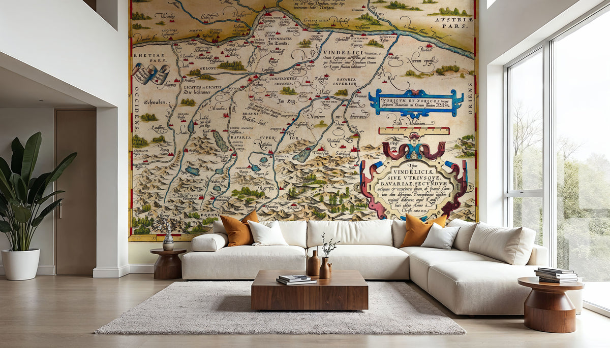 Old Map of Bavaria, Germany, 1570 Mural Wallpaper - room preview 02