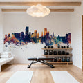Miami Florida Skyline Blue & Bronze Mural Wallpaper - room preview 02