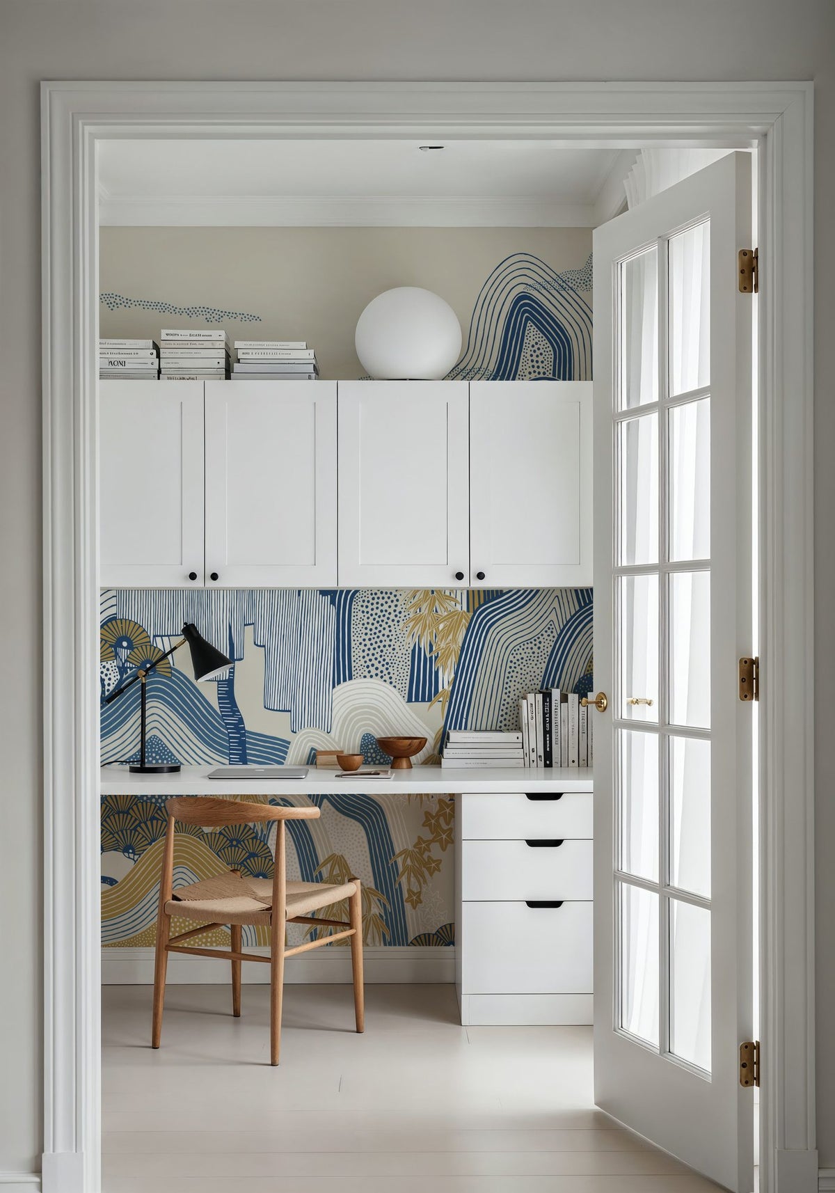 Whispers of the Mountain, White Mural Wallpaper - room preview 02